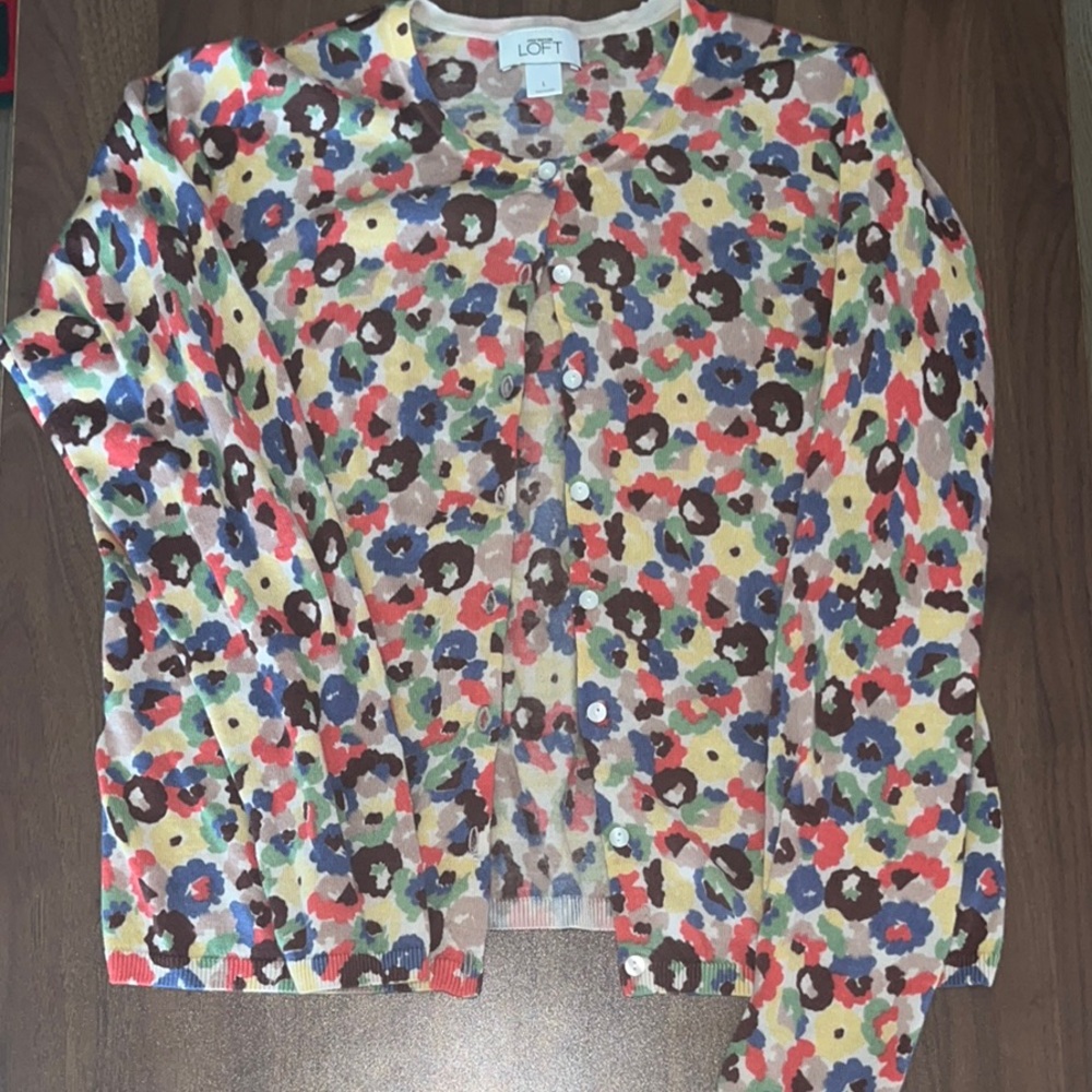 LOFT Floral Cardigan Sweater